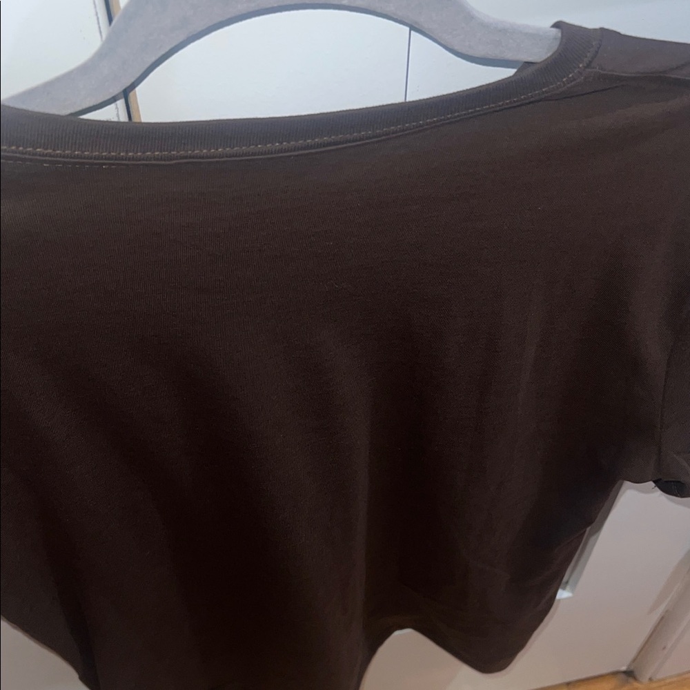 Zara Women's Basic Cotton Tee Shirt in Brown - Picture 5 of 5